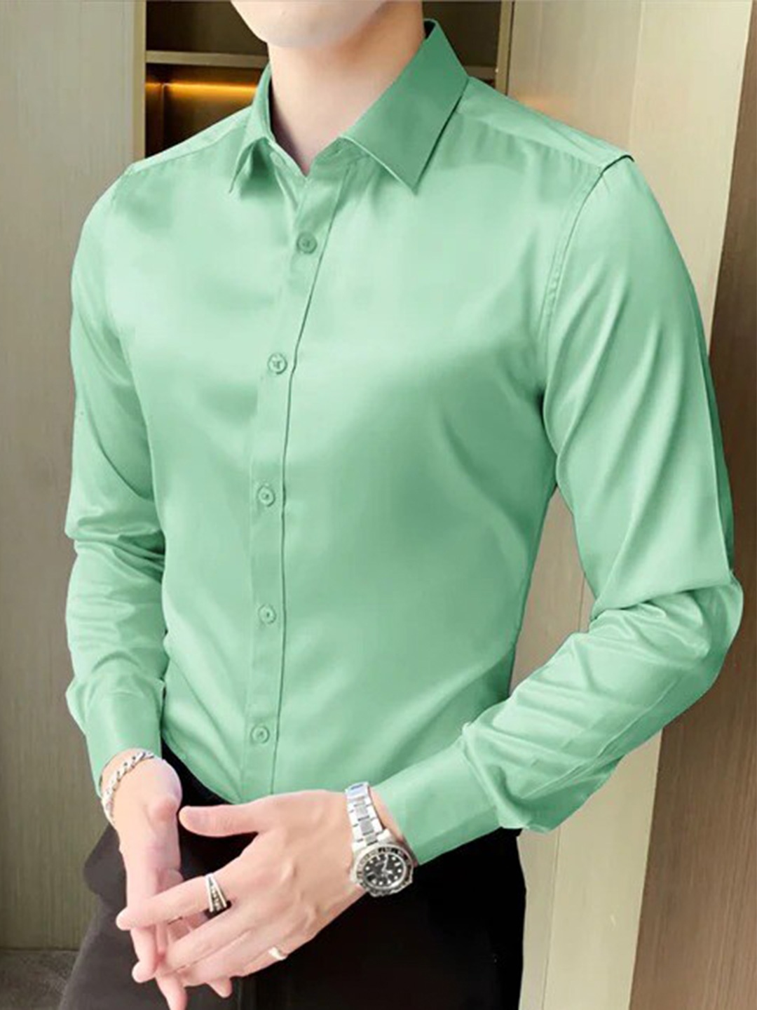 

TRIPR ORIGINALS Cotton Opaque Casual Shirt, Green