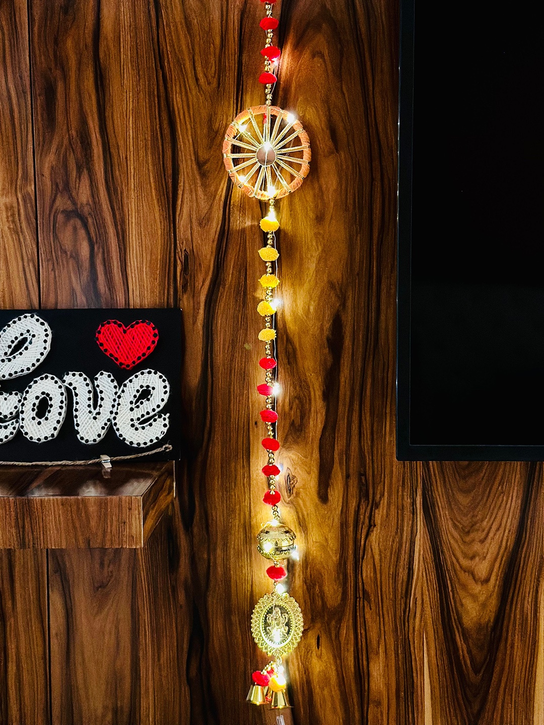 

BS AMOR Yellow & Red Dream Catcher With Light Wall Hanging Home Decor