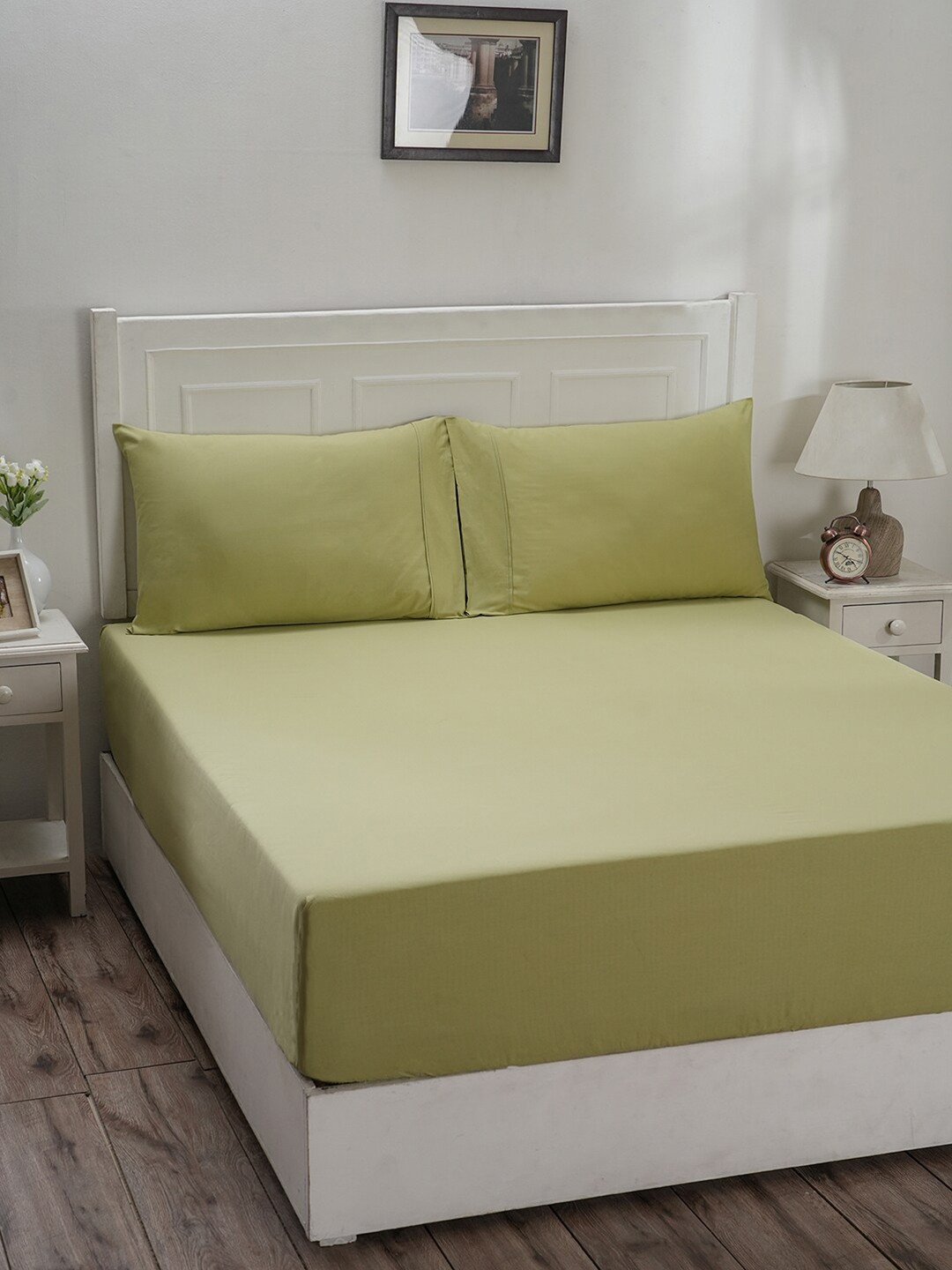 

MASPAR Eden Green Cotton Fitted 144 TC Single Bedsheet With 1 Pillow Cover