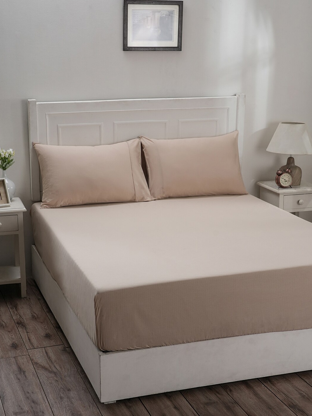 

MASPAR Eden Beige 144 TC Cotton Fitted Single Bedsheet With 1 Pillow Cover