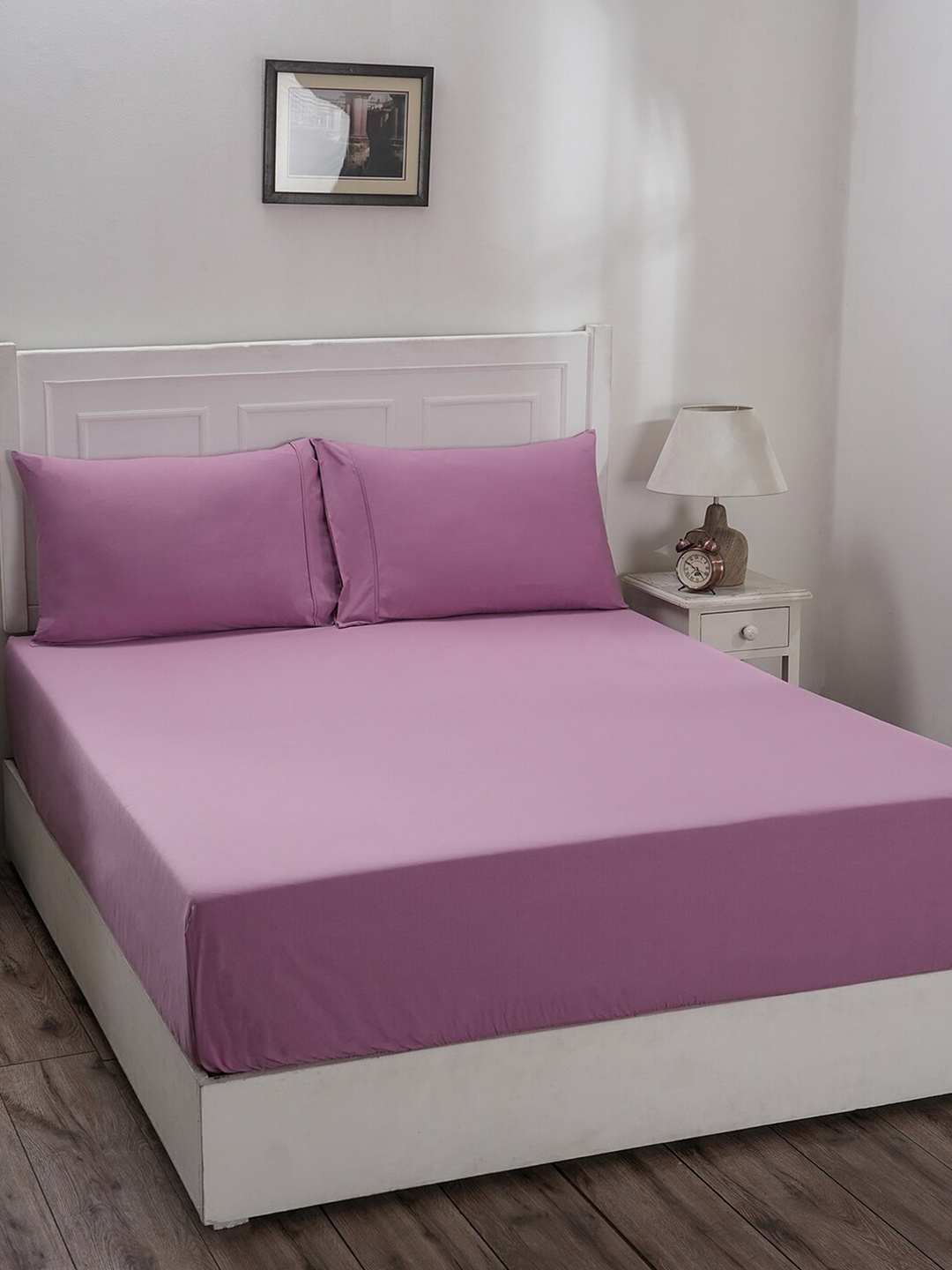 

MASPAR Eden Purple 144 TC Cotton Fitted Single Bedsheet & 2 Pillow Cover