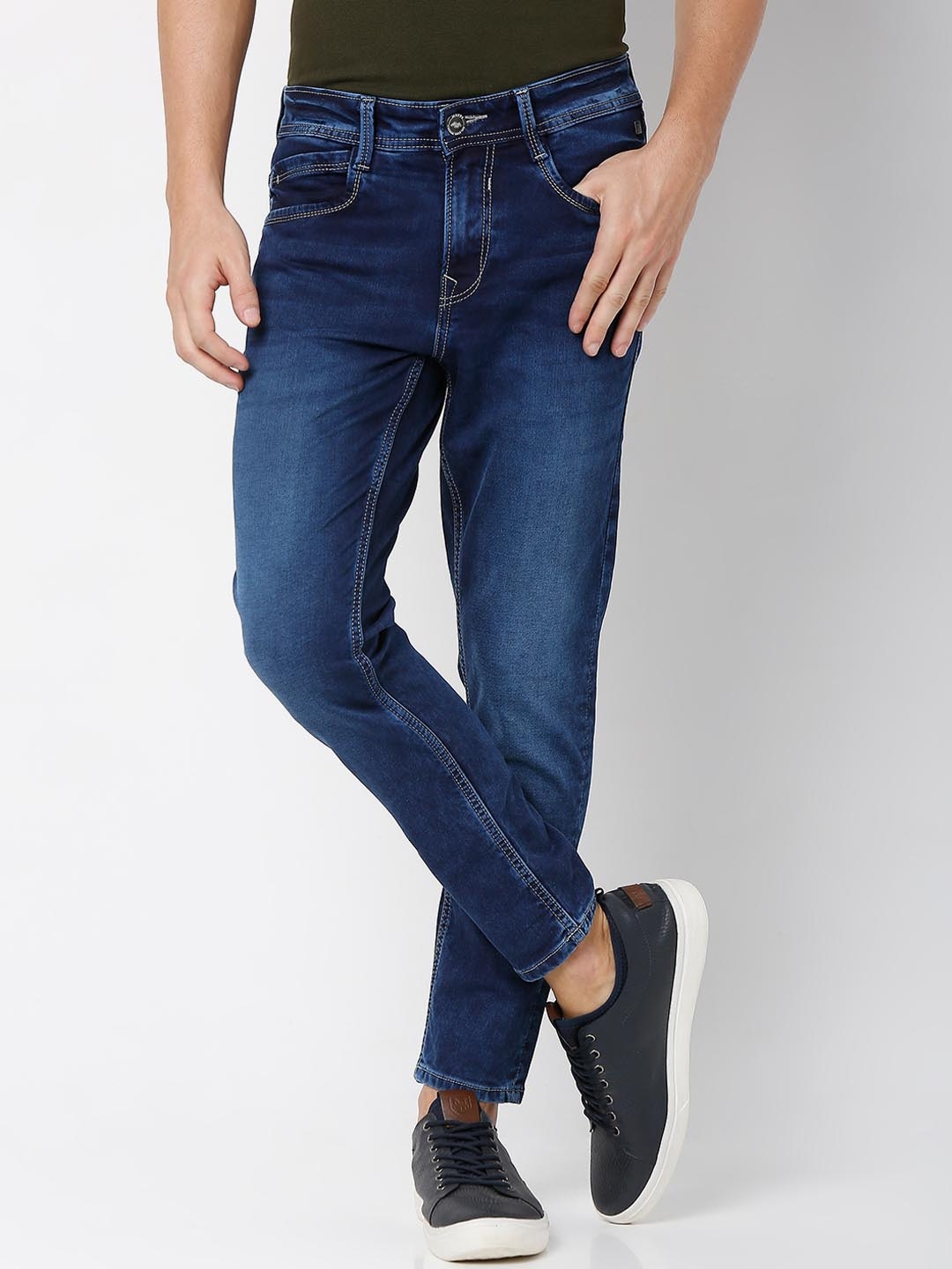 

Mufti Men Mid-Rise Slim Fit Light Fade Clean Look Stretchable Jeans, Blue