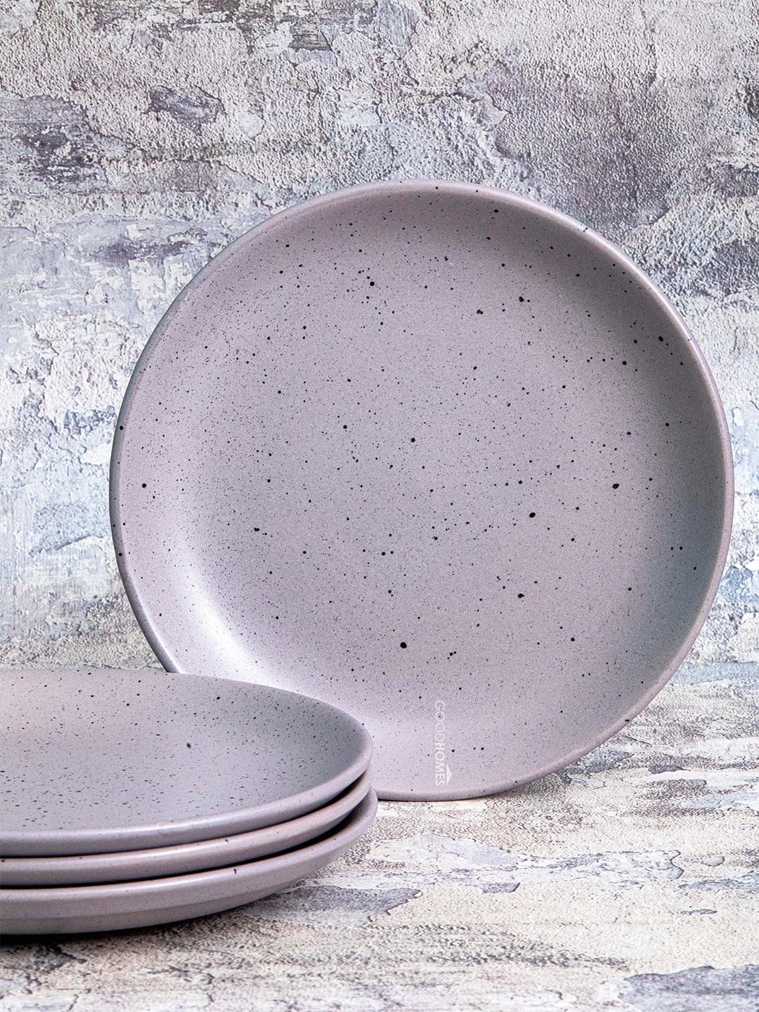 

GOODHOMES Grey 4 Pieces Stoneware Snack Plate