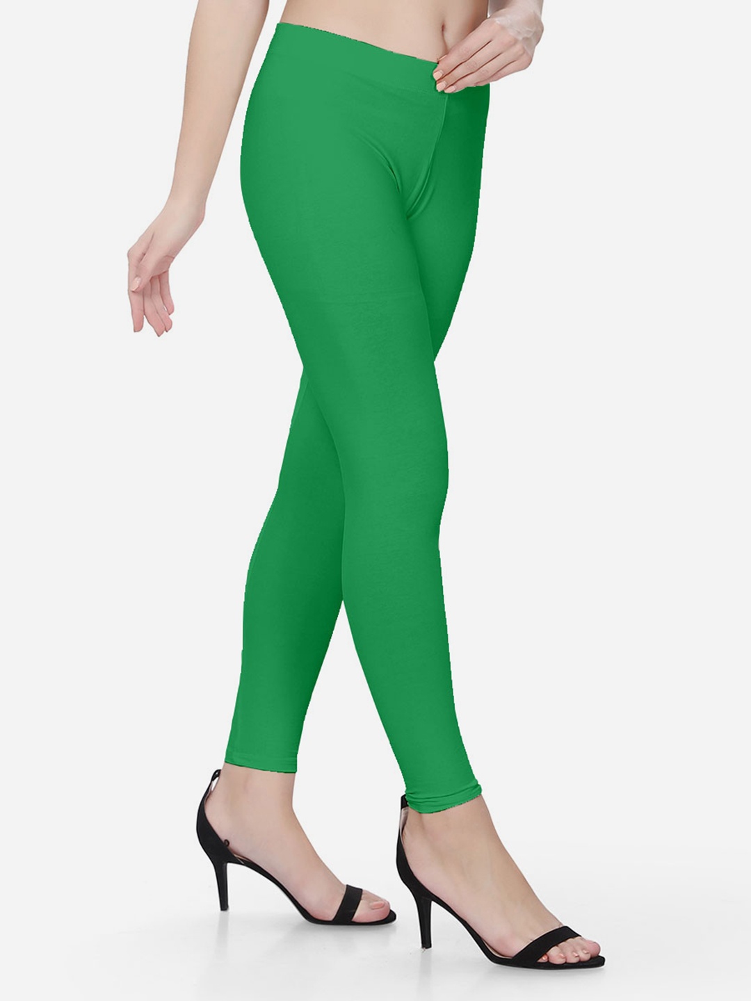 

TITTLI Women Stretchable Ankle-Length Leggings, Green
