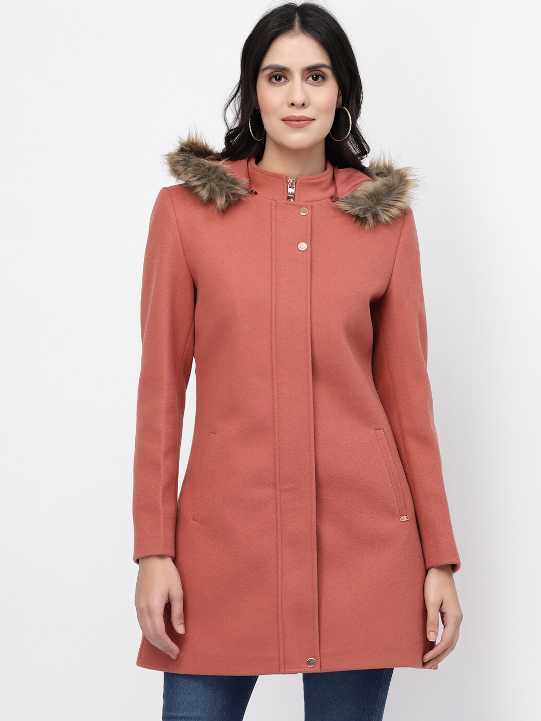 

Juelle Faux Fur Longline Winter Coats, Peach