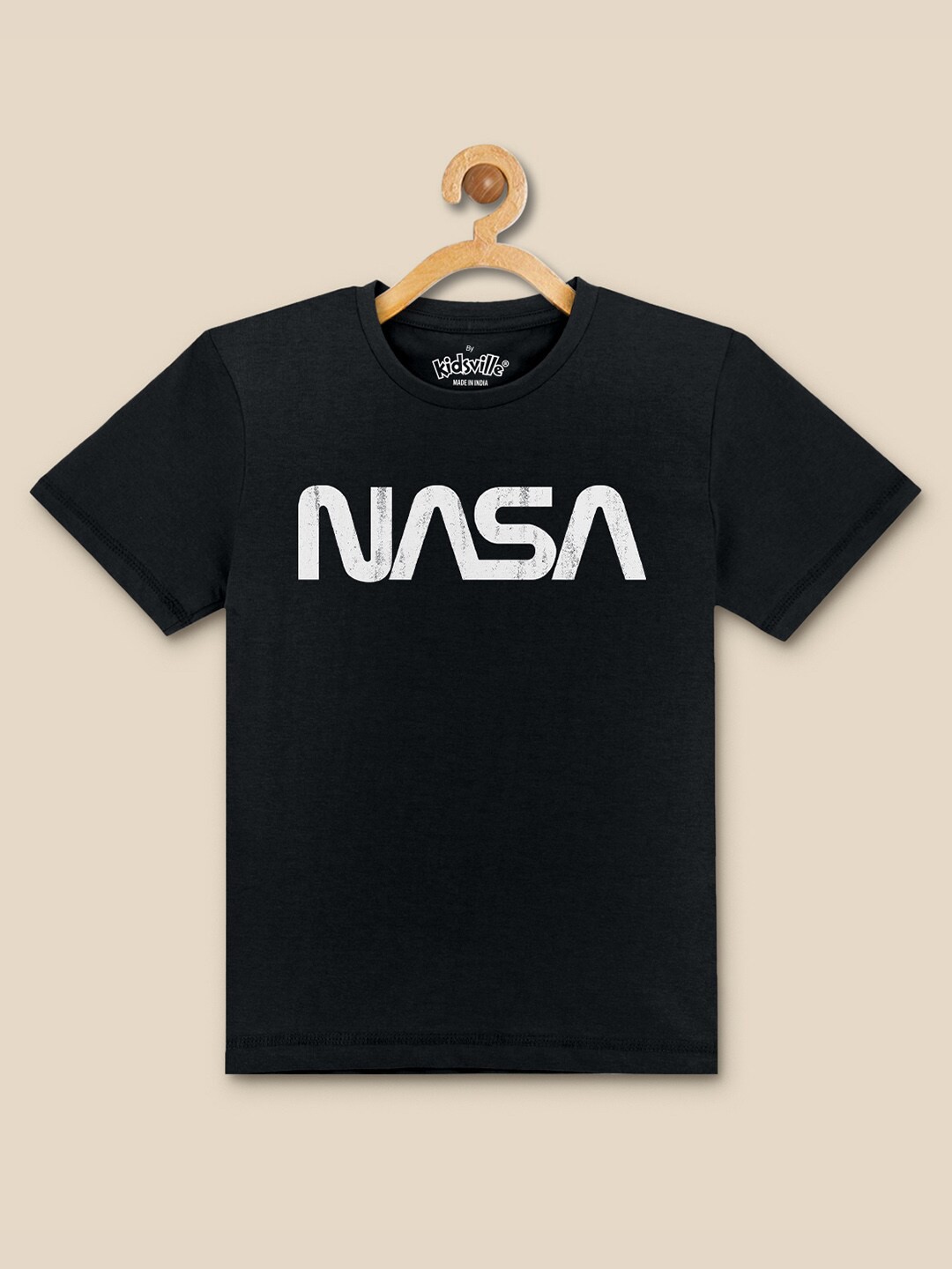 

Kids Ville Boys NASA Printed Cotton T-Shirt, Black