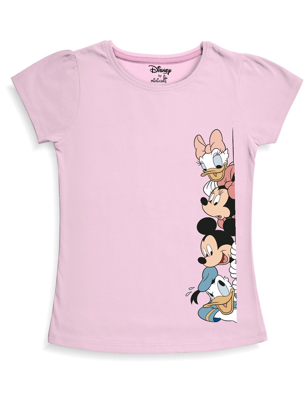 

Minicult Girls Mickey & Friends Printed Cotton T-shirt, Pink