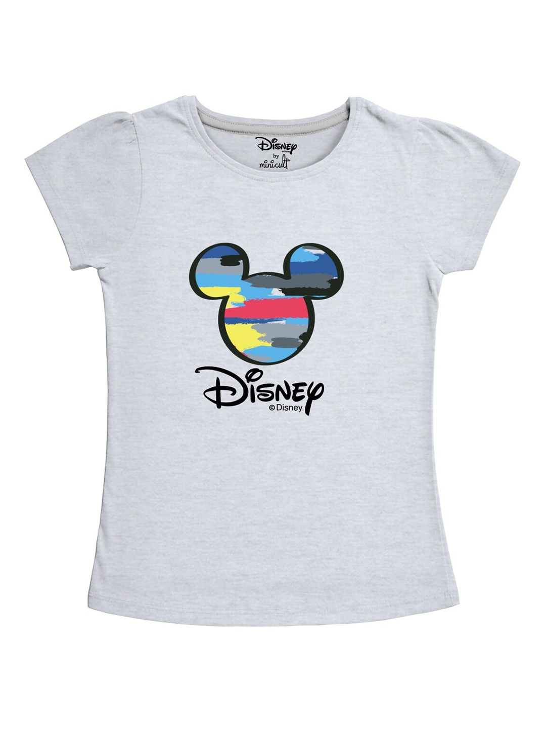 

Minicult Girls Mickey Mouse Printed Cotton T-shirt, Grey