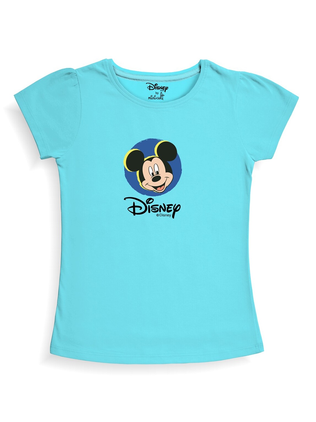 

Minicult Girls Mickey Mouse Printed Cotton T-Shirt, Blue