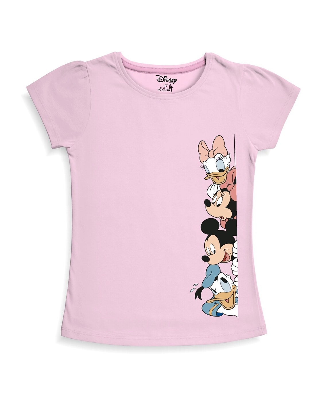 

Minicult Girls Mickey & Friends Printed Cotton T-shirt, Pink