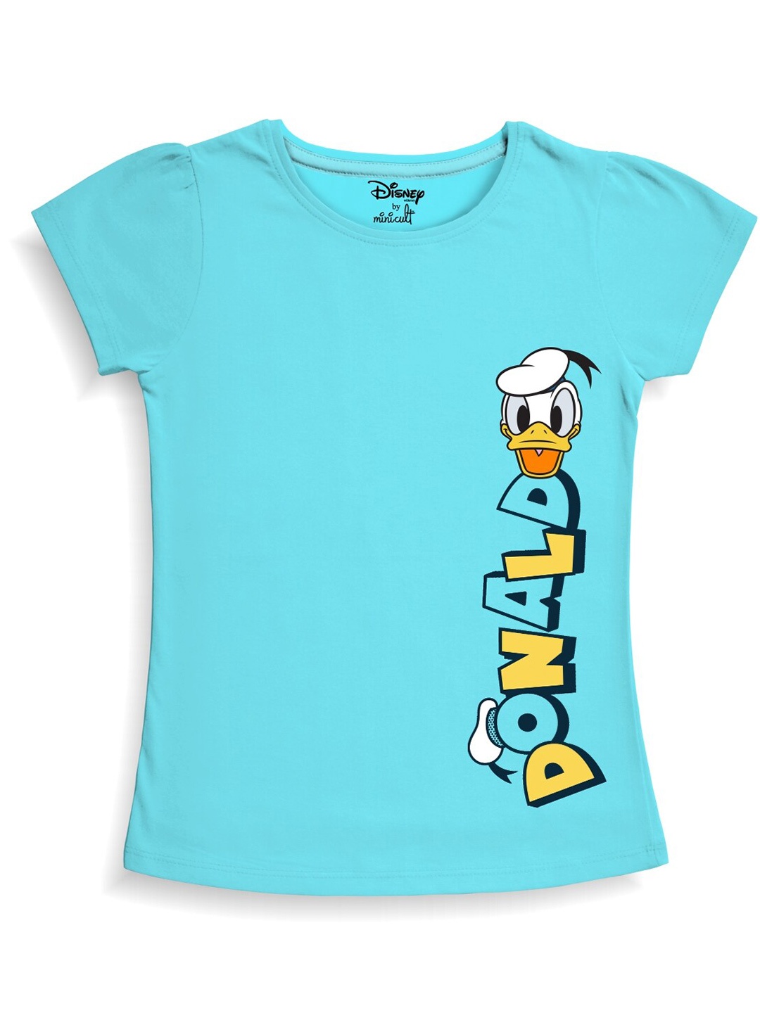 Minicult Girls Donald Duck Printed Cotton T-shirt, Blue