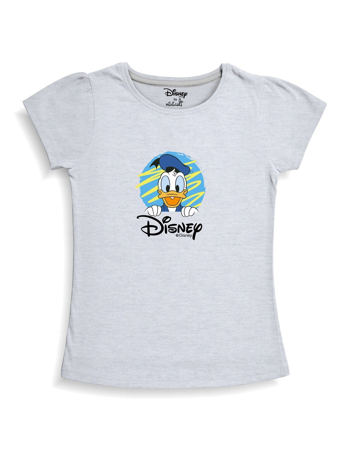 

Minicult Girls Donald Duck Printed Cotton T-shirt, Grey