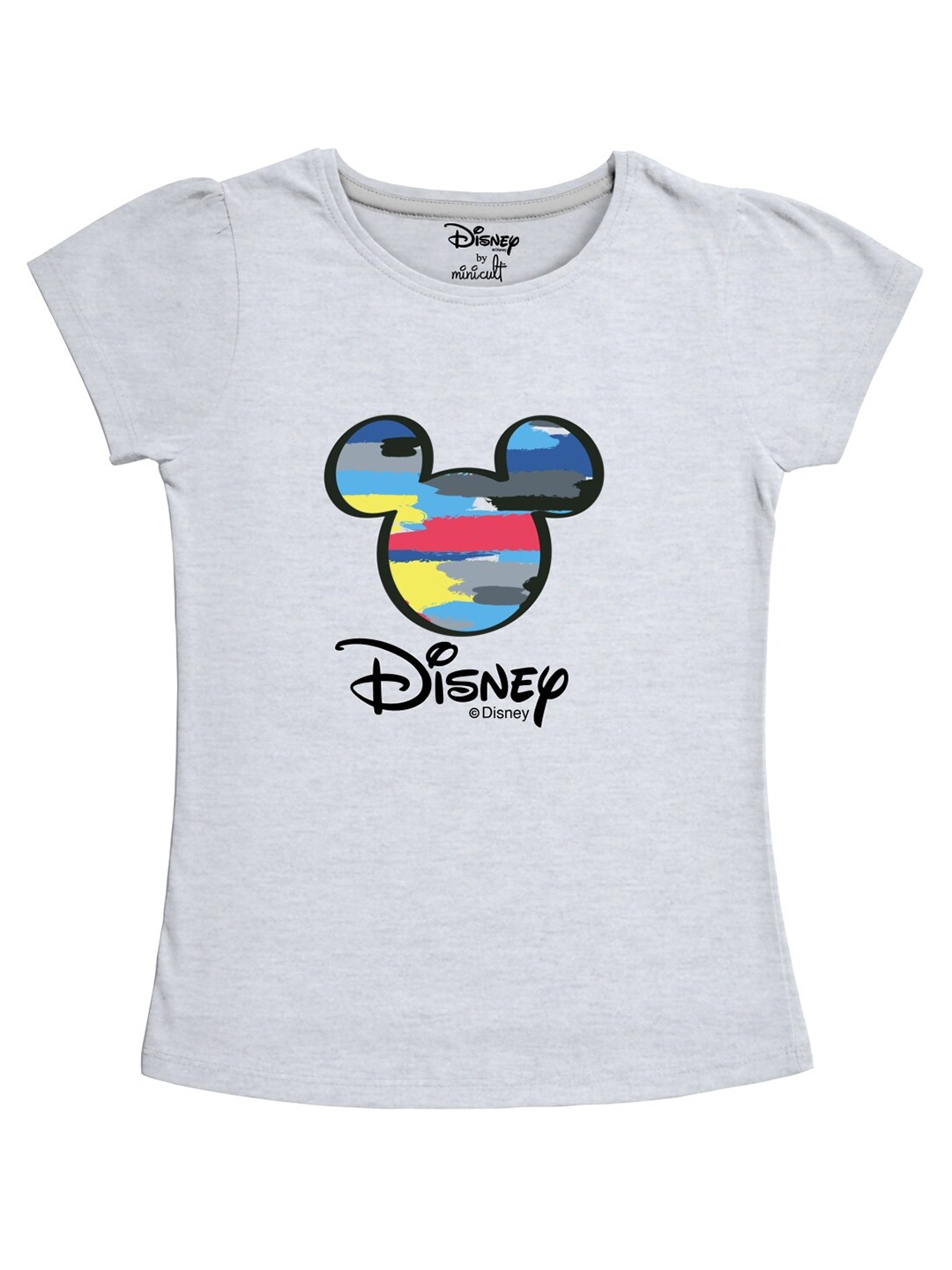 

Minicult Girls Mickey Mouse Printed Cotton T-shirt, Grey