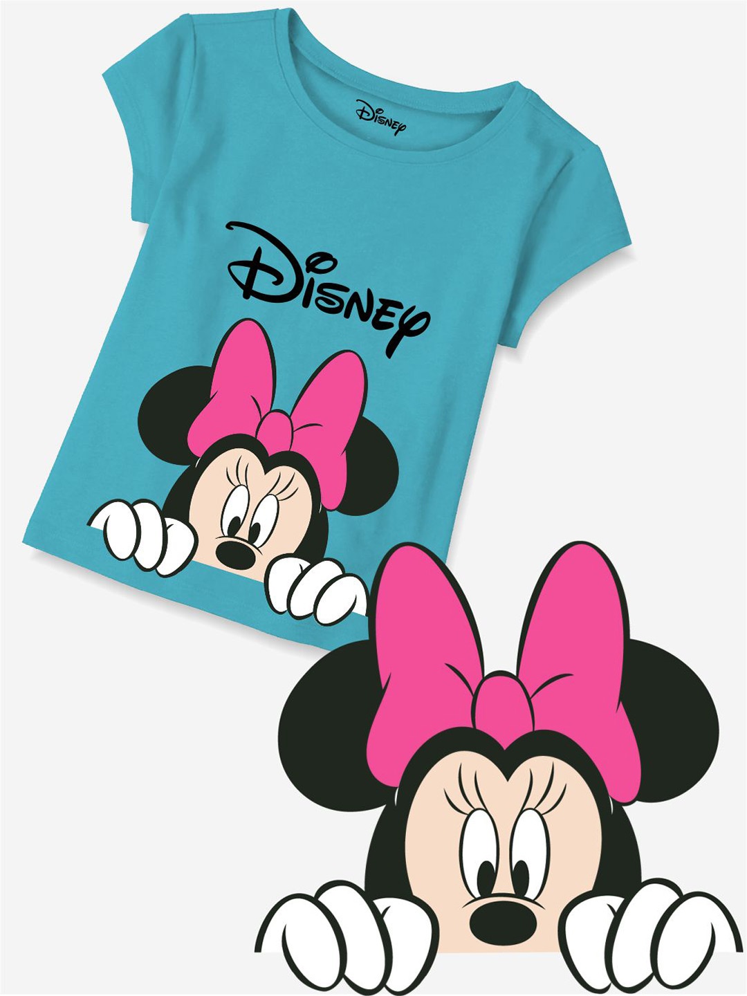 

Minicult Girls Minnie Mouse Printed Cotton T-shirt, Blue