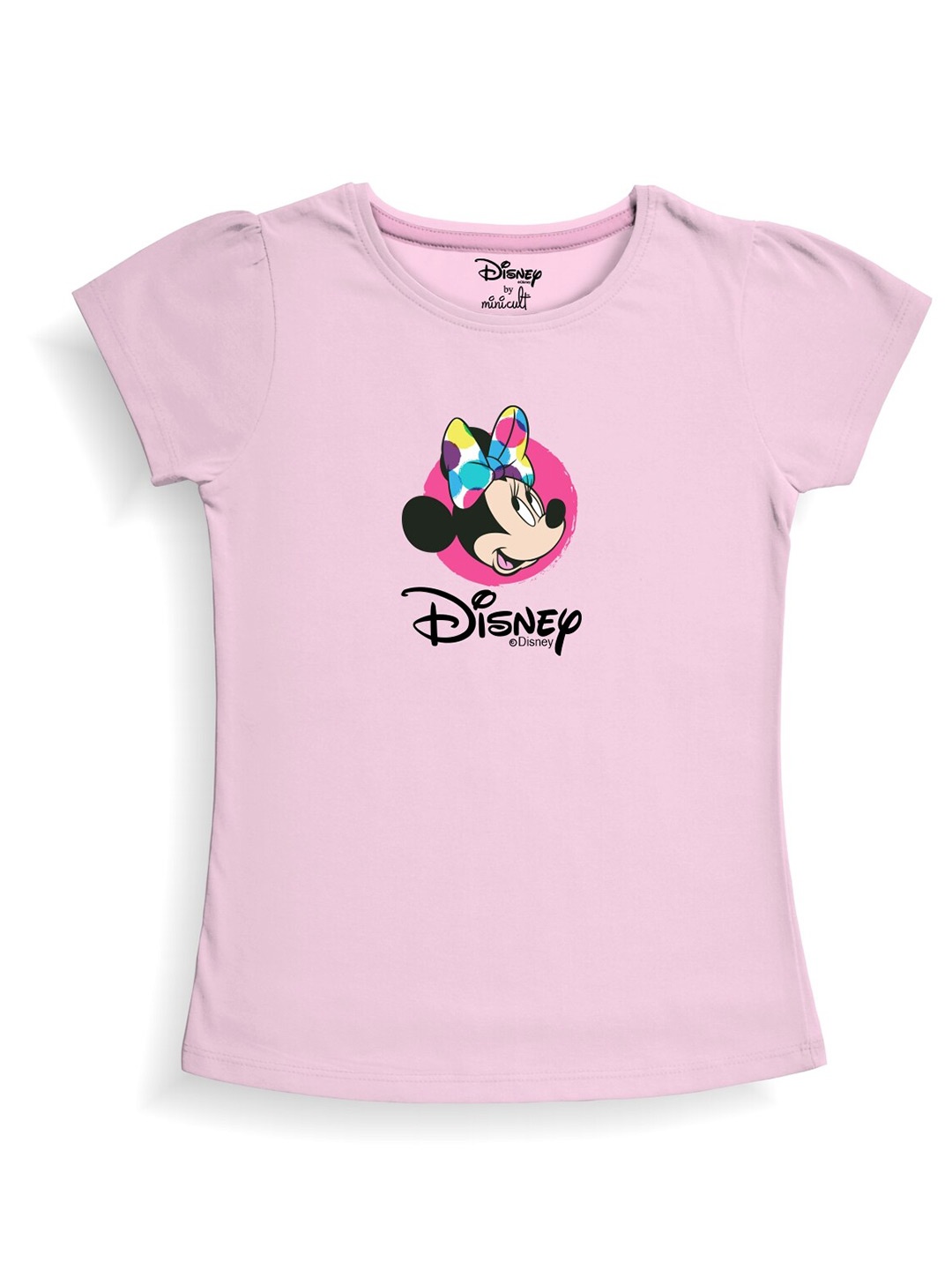 

Minicult Girls Minnie Mouse Printed Cotton T-shirt, Pink