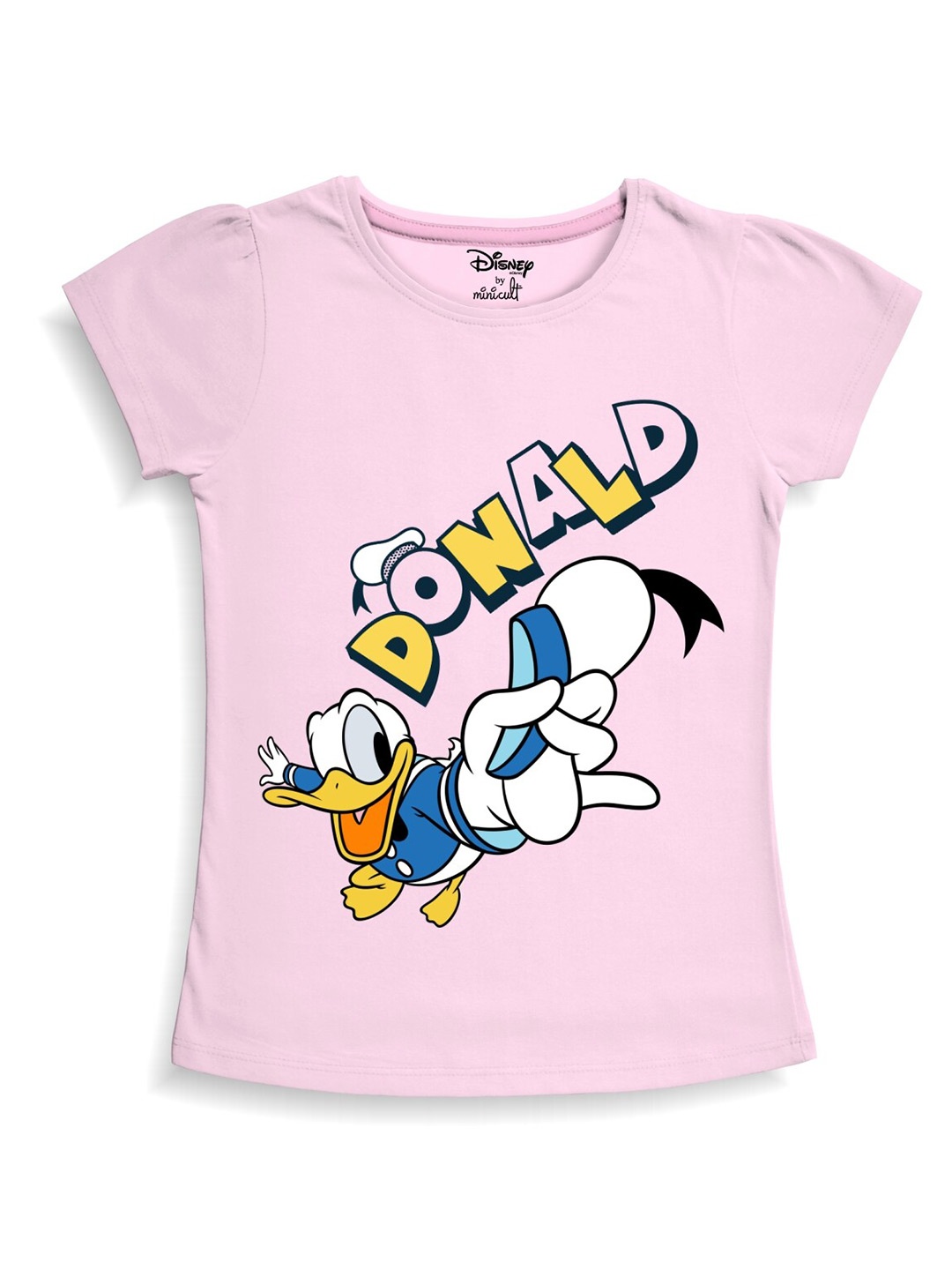 

Minicult Girls Donald Duck Printed Cotton T-shirt, Pink
