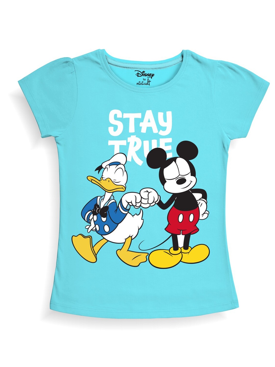 

Minicult Girls Mickey & Friends Printed Cotton T-shirt, Blue
