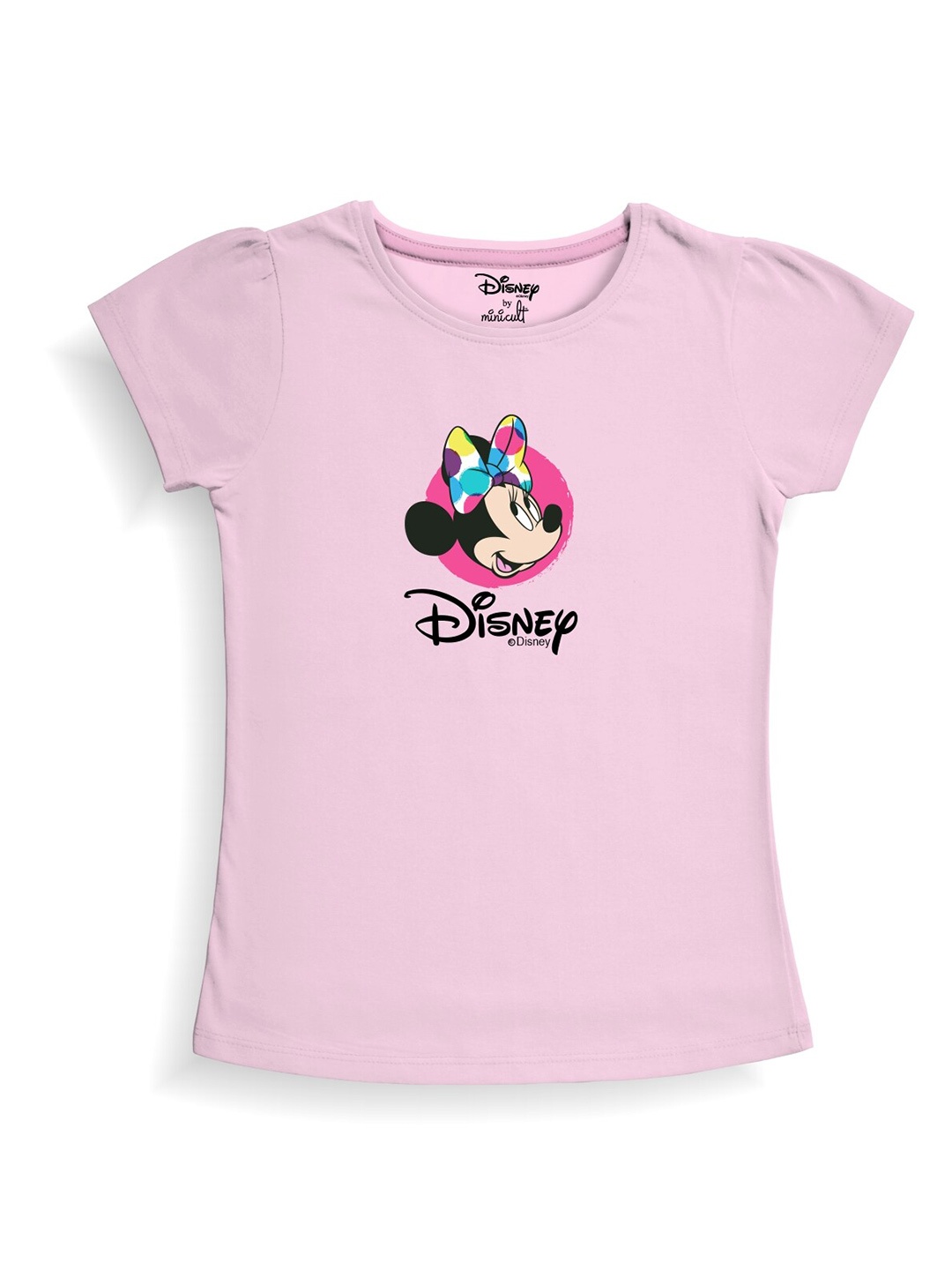 

Minicult Girls Minnie Mouse Printed Cotton T-shirt, Pink