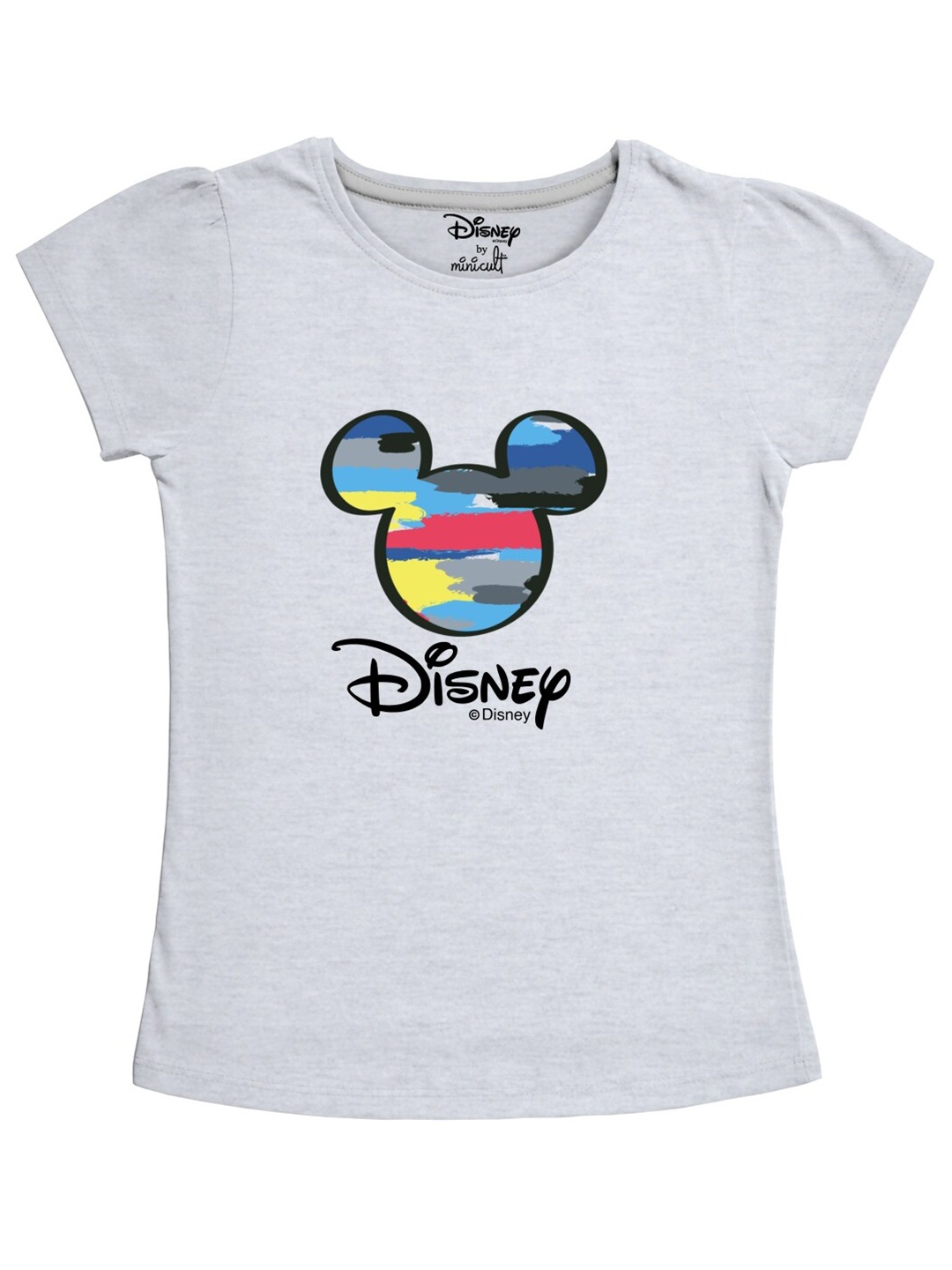 

Minicult Girls Mickey Mouse Printed Cotton T-shirt, Grey