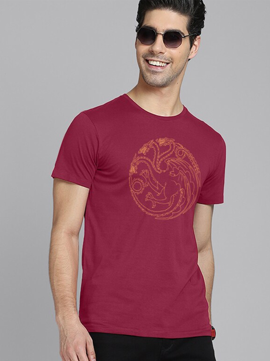 

Free Authority Men Game Of Thrones Printed Pure Cotton T-shirt, Red