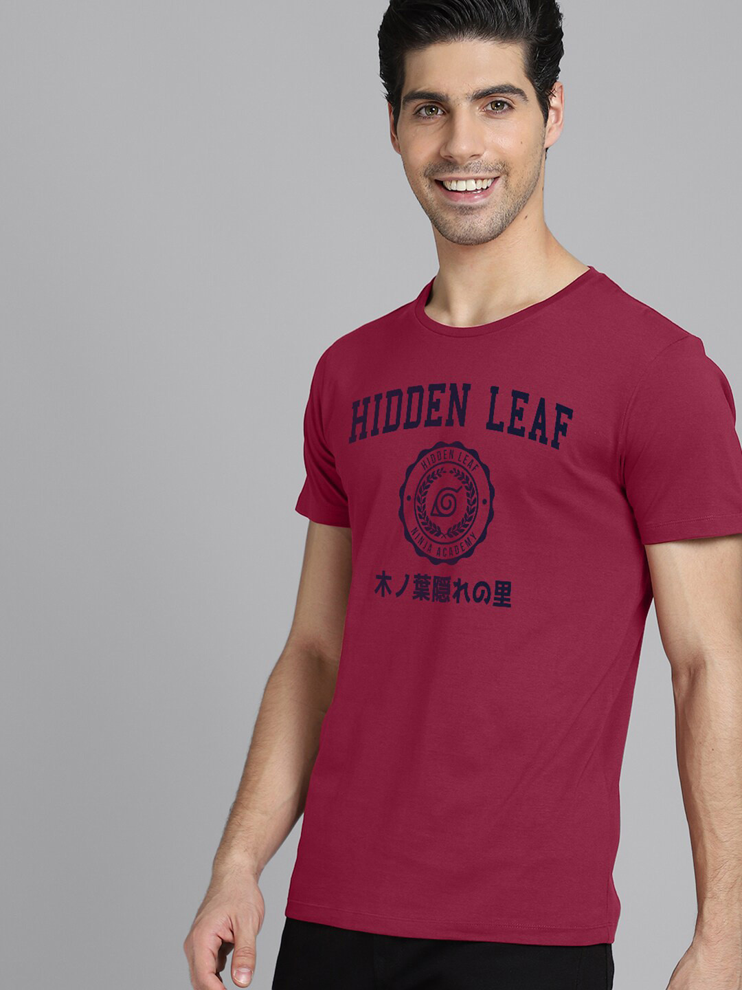 

Free Authority Naruto Typography Printed Round Neck Pure Cotton Casual T-shirt, Maroon
