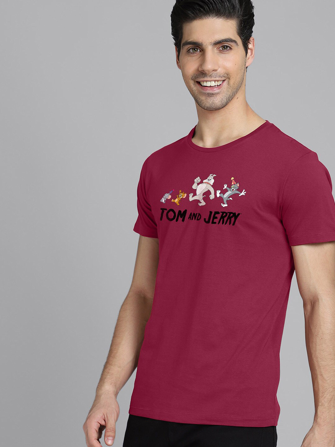 

Free Authority Tom & Jerry Printed Pure Cotton T-shirt, Maroon