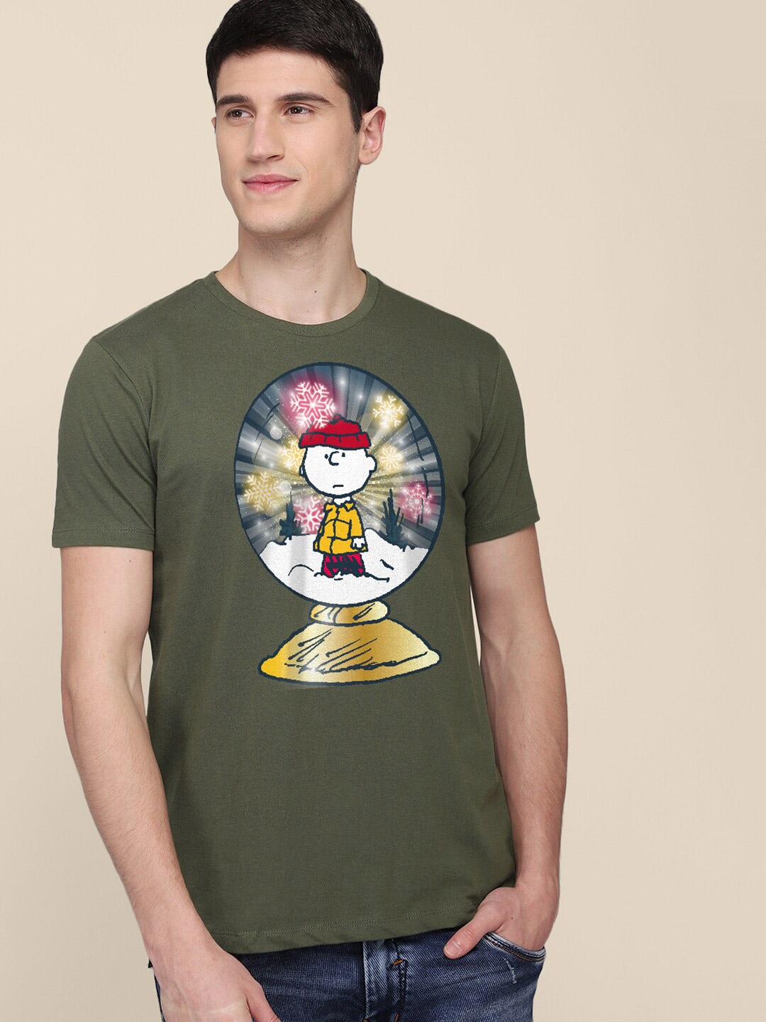 

Free Authority Peanuts Printed Pure Cotton T-shirt, Green