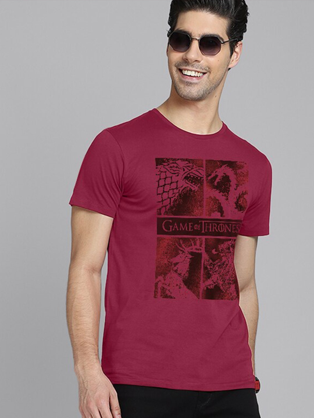 

Free Authority Game Of Thrones Printed Tshirt For Men, Red
