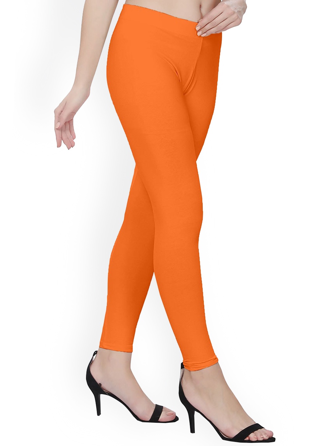 

TITTLI 4 Way Stretchable Ankle-Length Cotton Lycra Leggings, Orange