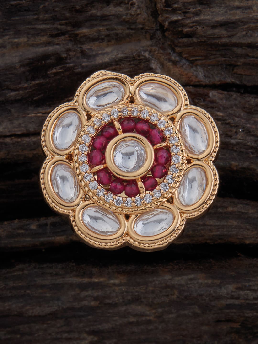 

Kushal's Fashion Jewellery Kundan-Studded Ring, Gold