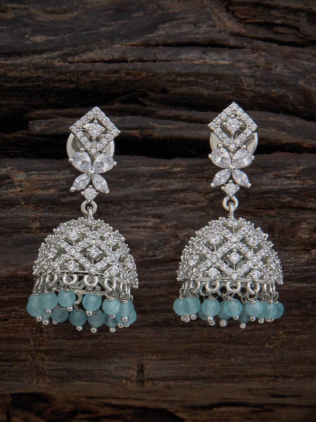 

Kushal's Fashion Jewellery Silver-Plated Contemporary Jhumkas Earrings