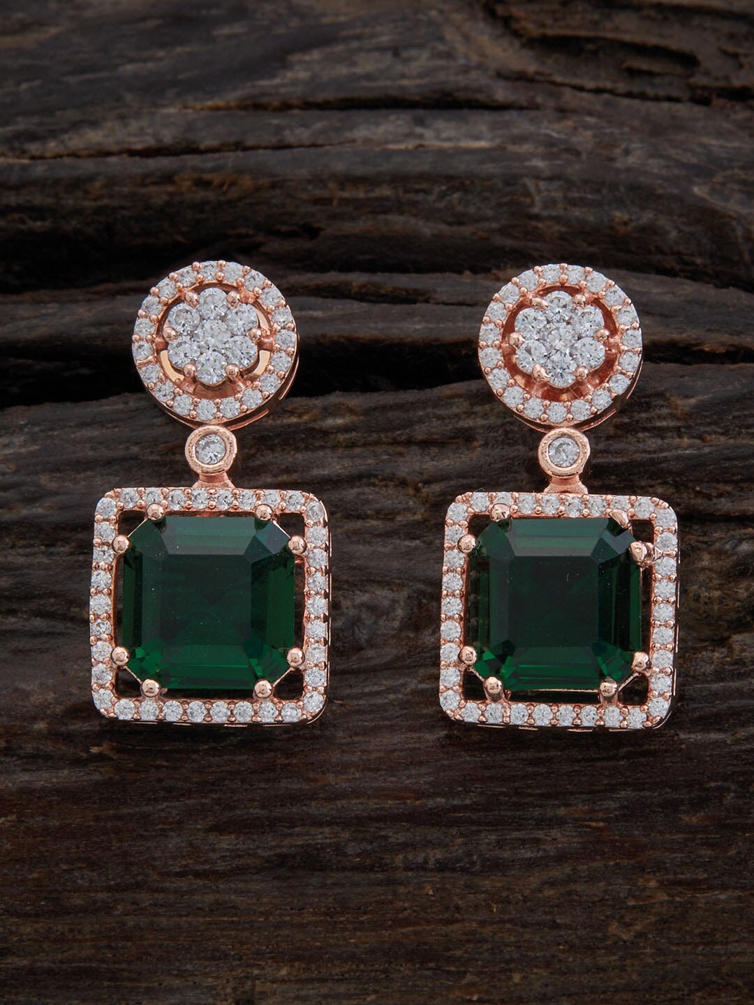 

Kushal's Fashion Jewellery Rose-Gold Plated Square Drop Earrings