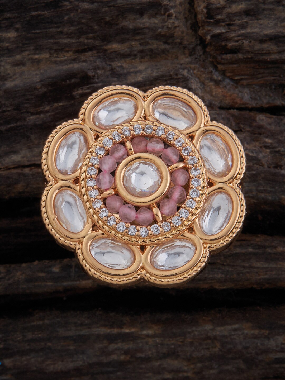 

Kushal's Fashion Jewellery Kundan-Studded Ring, Gold