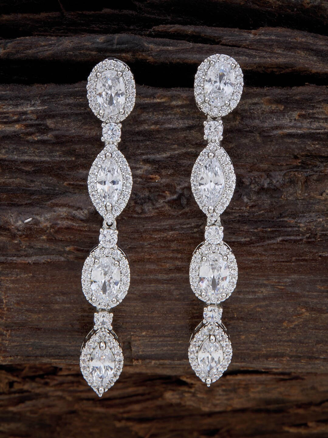 

Kushal's Fashion Jewellery Rhodium-Plated Contemporary Drop Earrings, Silver