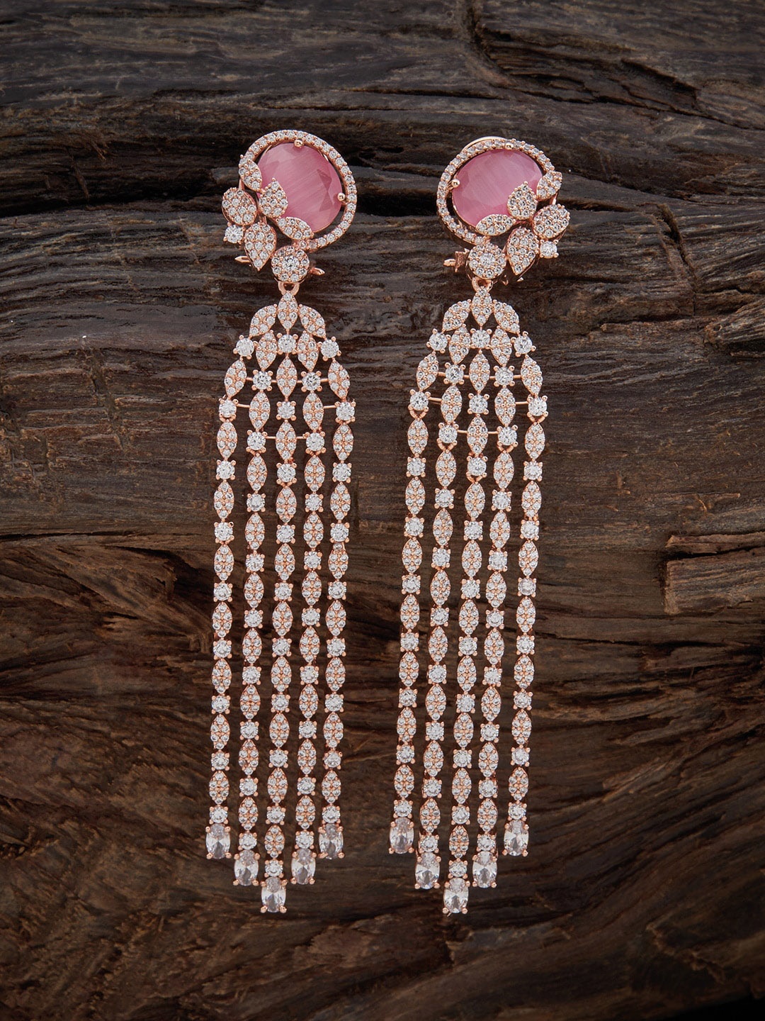 

Kushal's Fashion Jewellery Pink Contemporary Drop Earrings