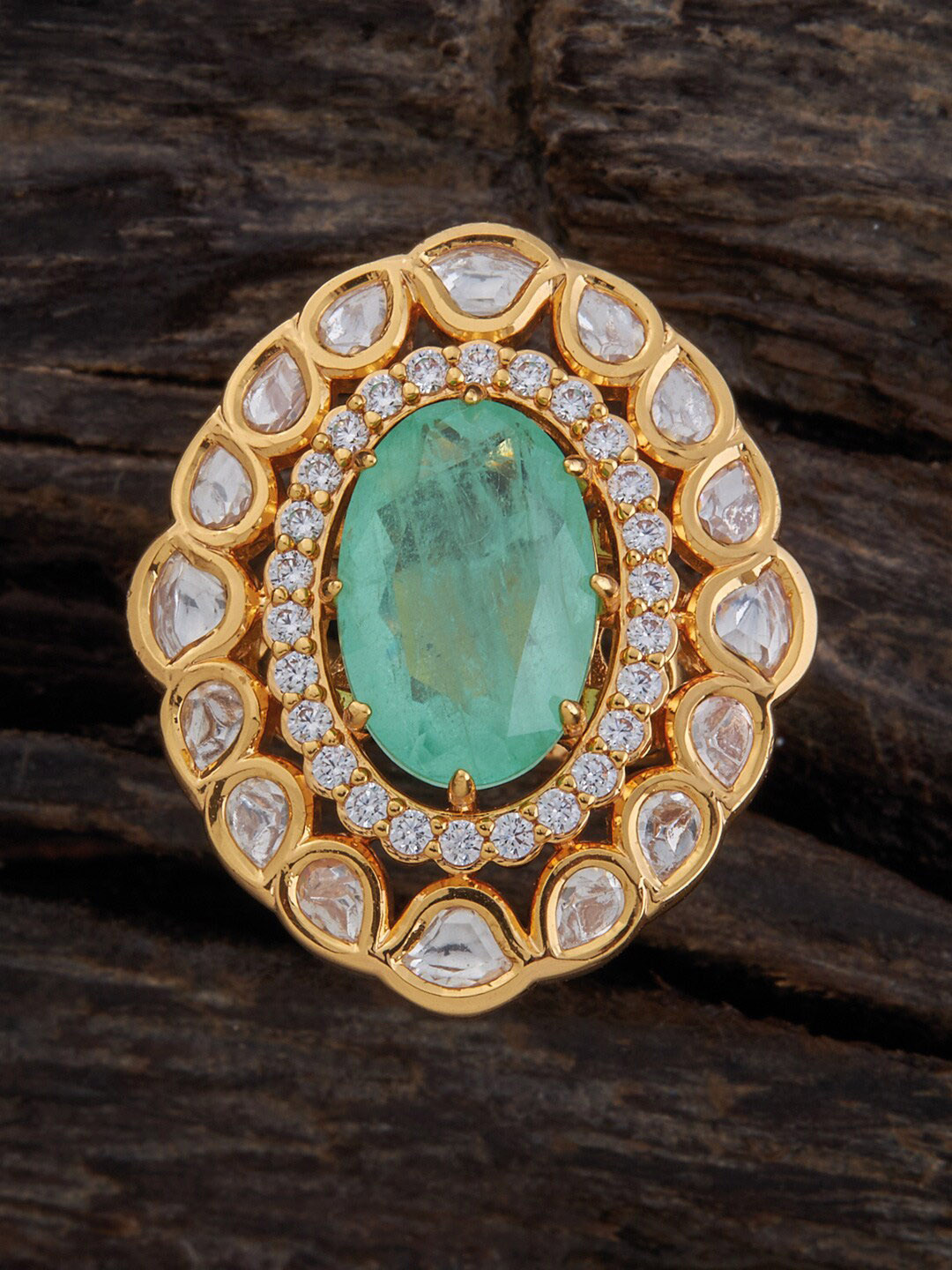 

Kushal's Fashion Jewellery Kundan-Studded Ring, Gold