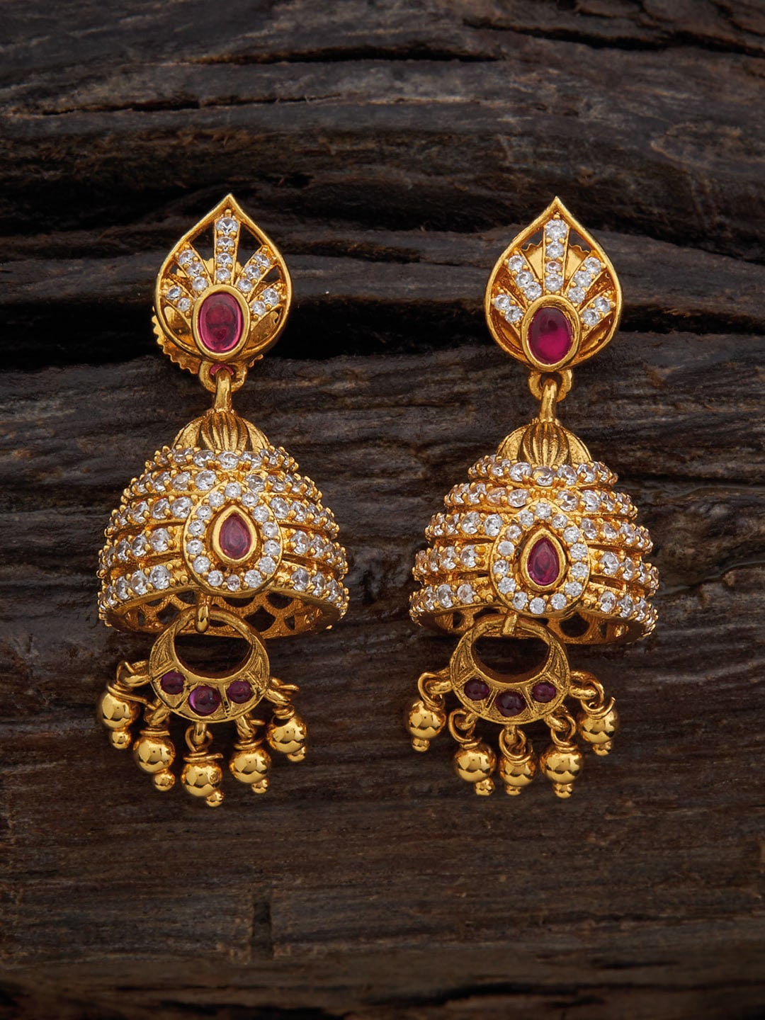 

Kushal's Fashion Jewellery Rose Gold-Plated Dome Shaped Jhumkas