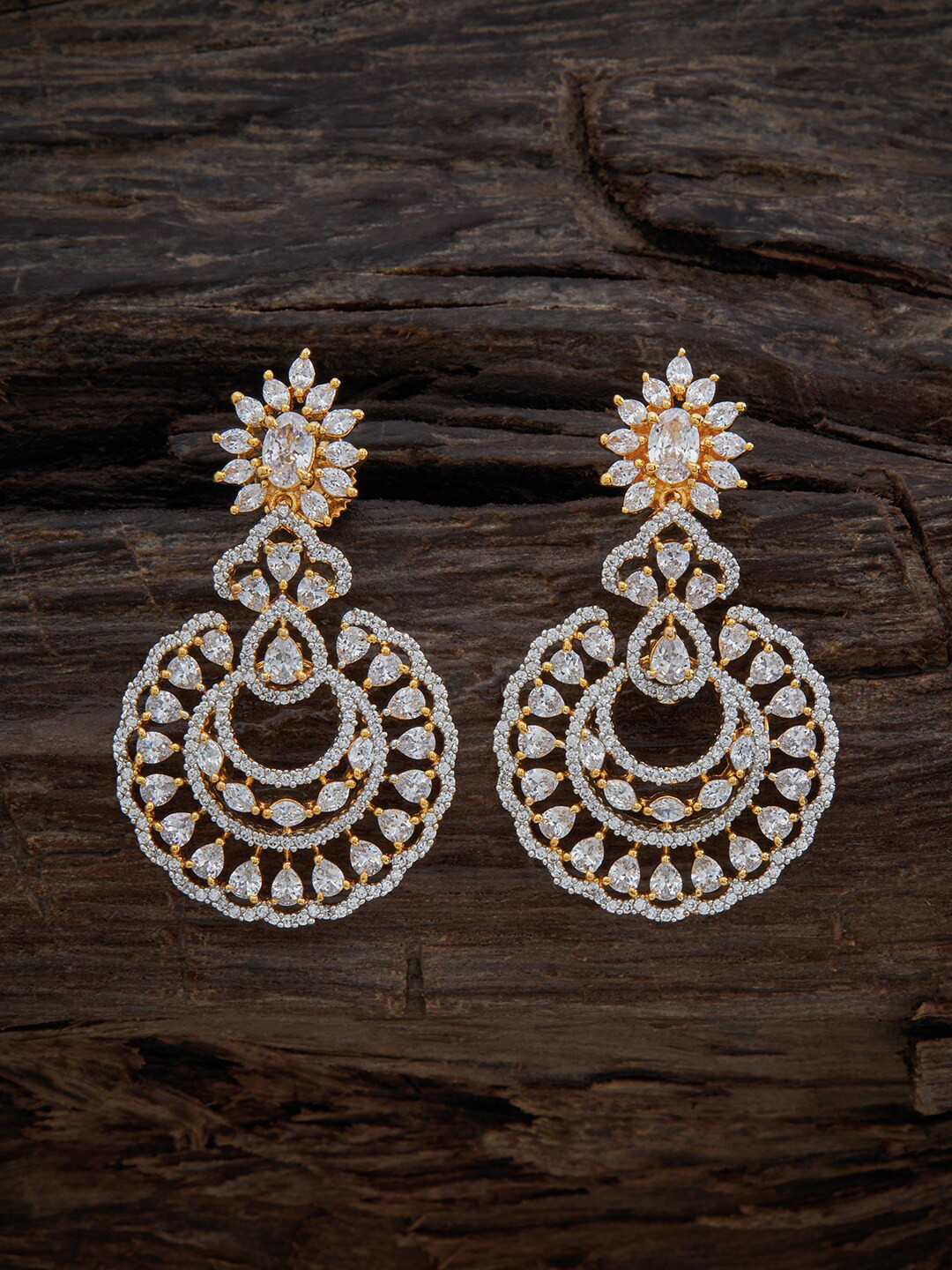 

Kushal's Fashion Jewellery Cubic Zirconia-Studded Drop Earrings, Gold