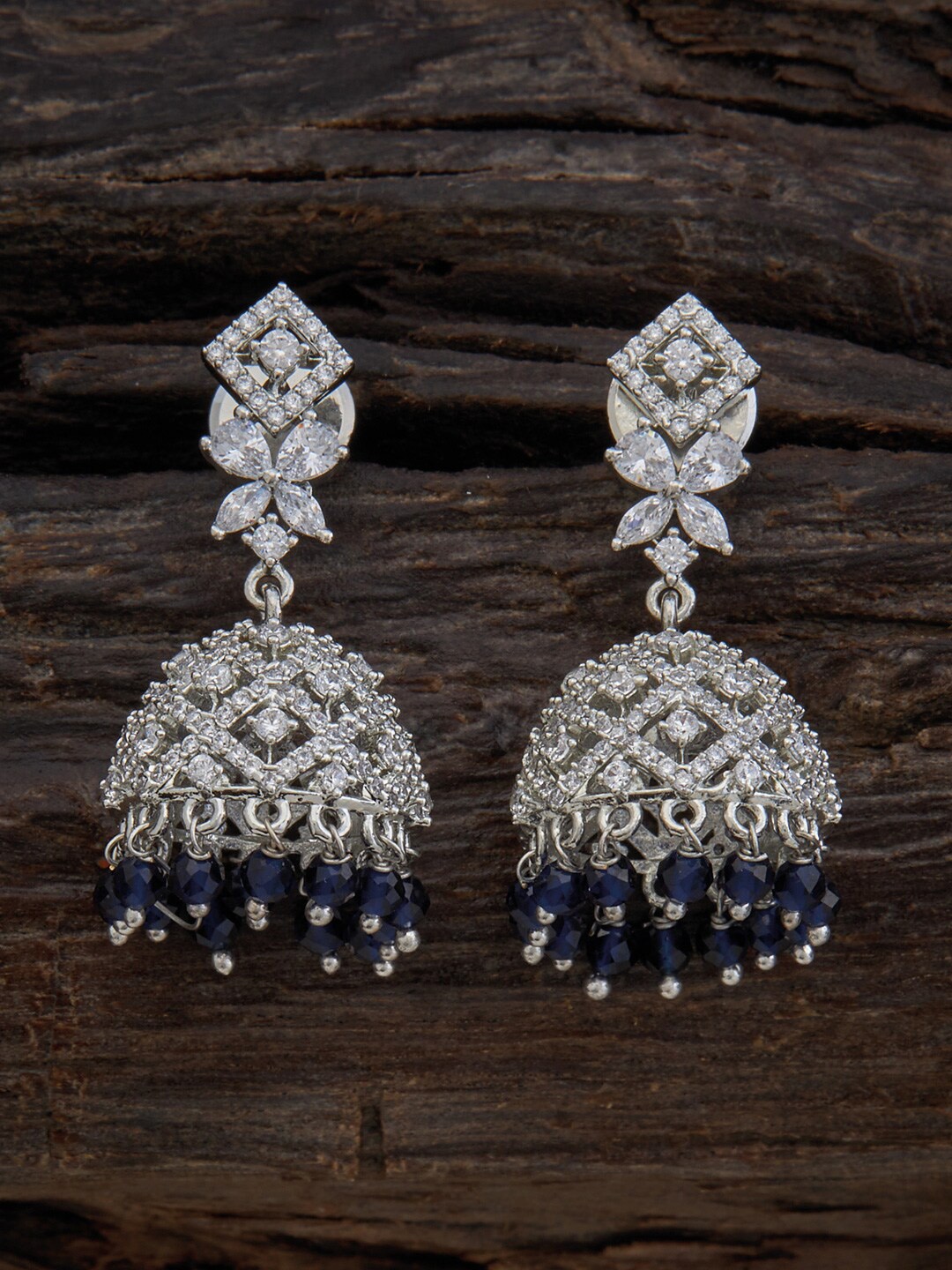 

Kushal's Fashion Jewellery Blue Contemporary Jhumkas Earrings