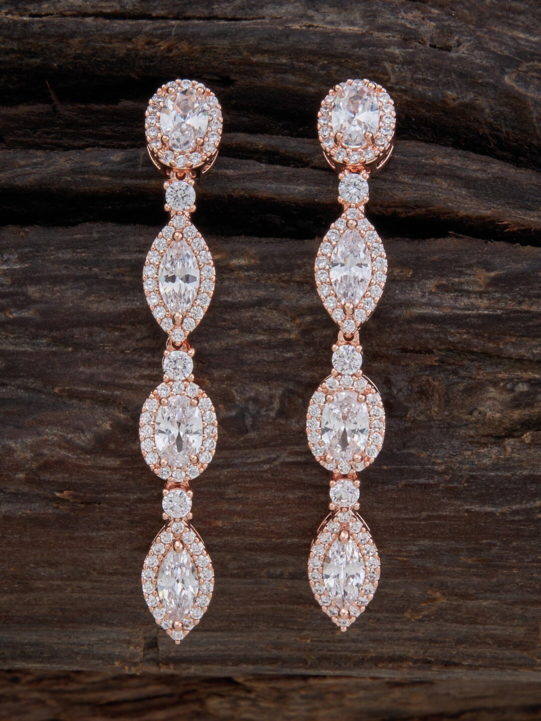

Kushal's Fashion Jewellery Rose-Gold Plated Contemporary Drop Earrings