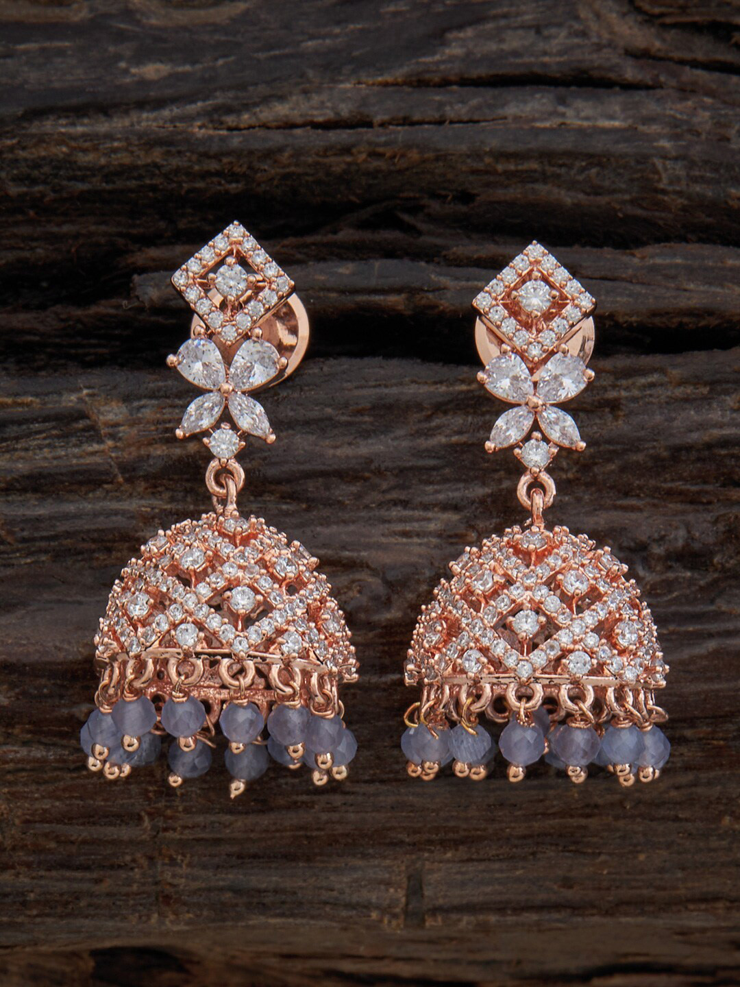 

Kushal's Fashion Jewellery Lavender Contemporary Jhumkas Earrings