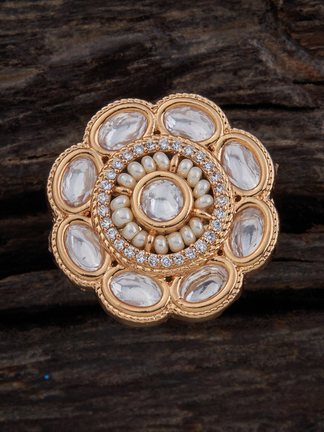 

Kushal's Fashion Jewellery Kundan-Studded Ring, Gold