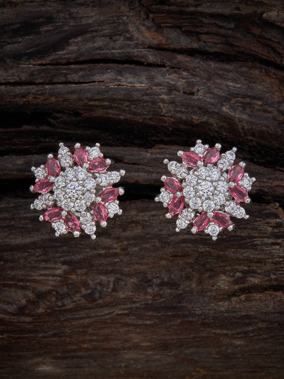 

Kushal's Fashion Jewellery Rhodium-Plated Contemporary Studs Earrings, Red