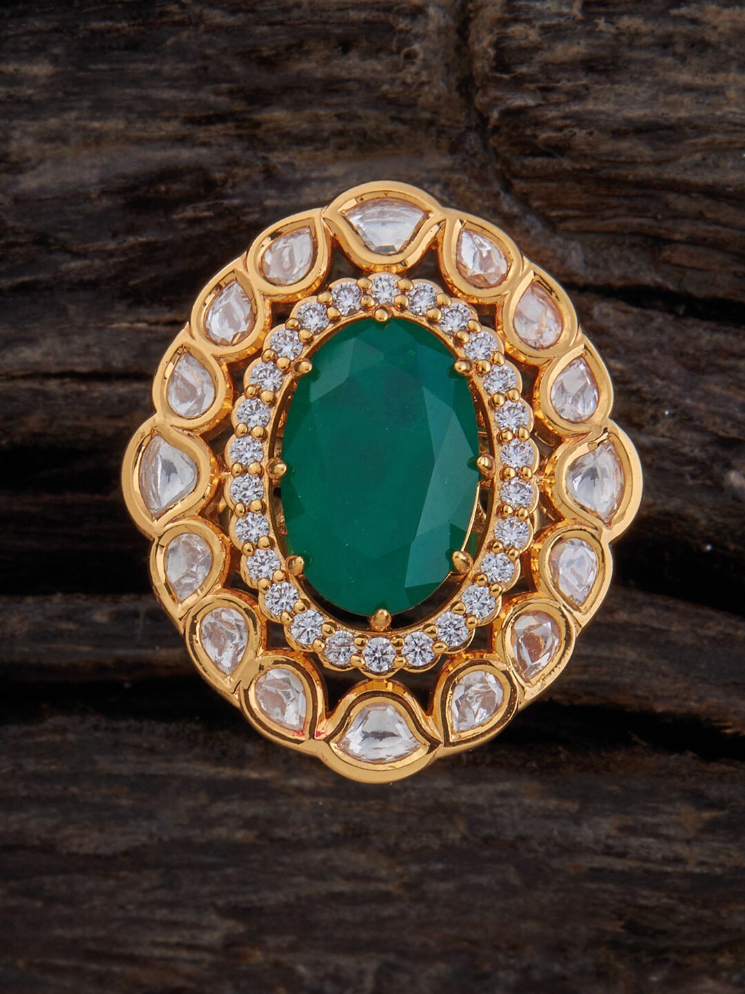 

Kushal's Fashion Jewellery Kundan-Studded Ring, Gold