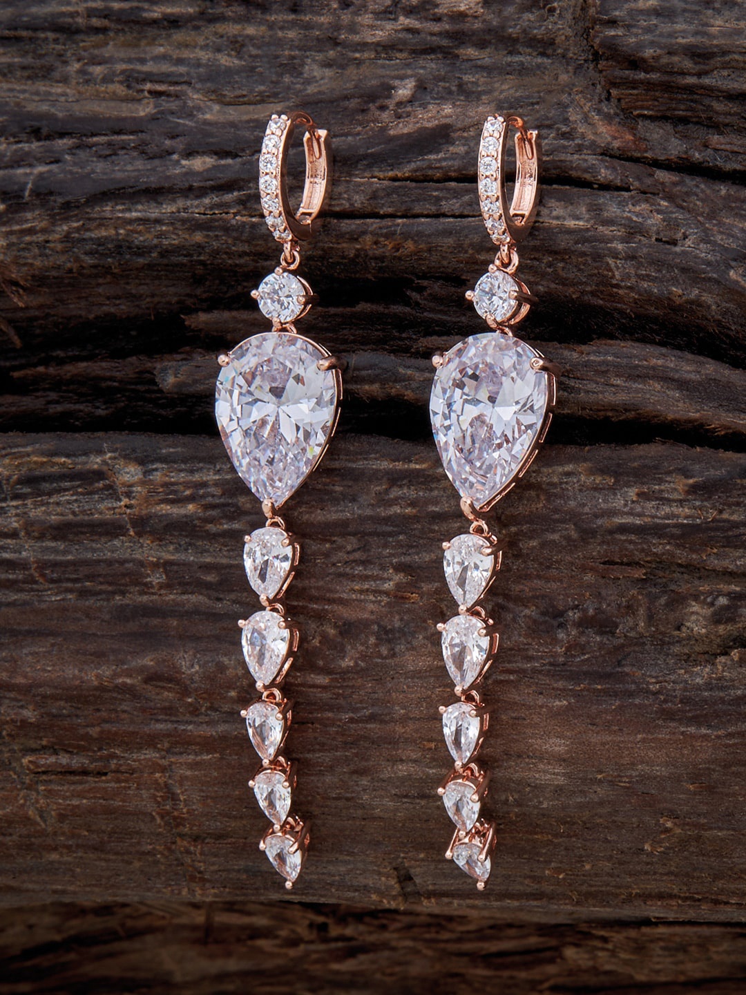 

Kushal's Fashion Jewellery Rose Gold-Plated Teardrop Shaped Drop Earrings