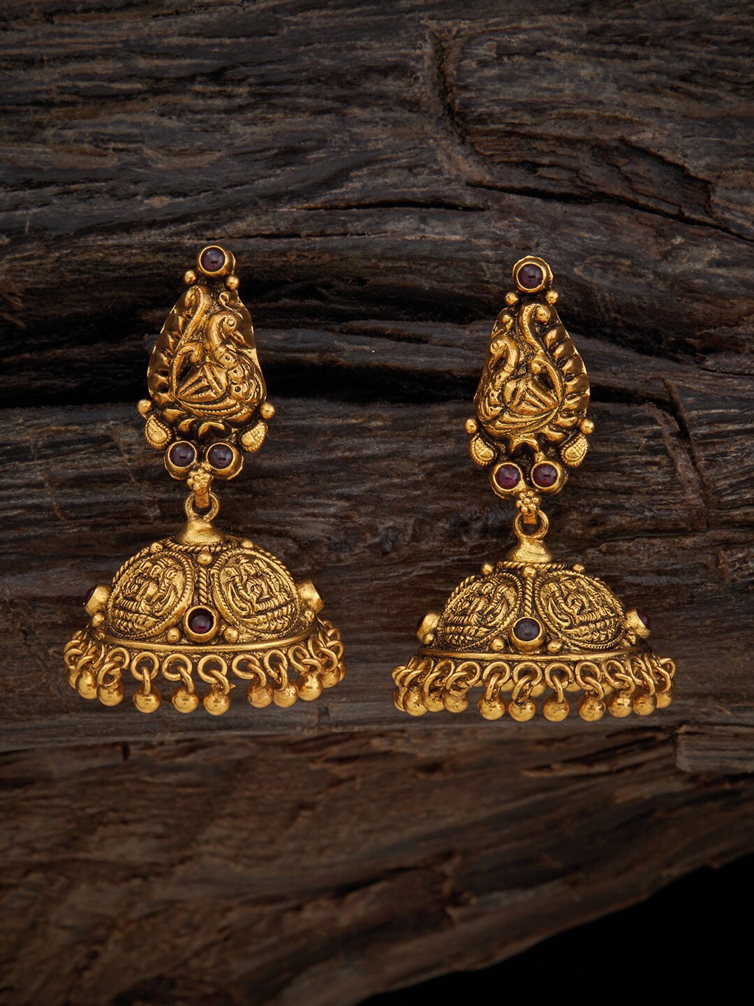 

Kushal's Fashion Jewellery Gold Plated Peacock Shaped Jhumkas