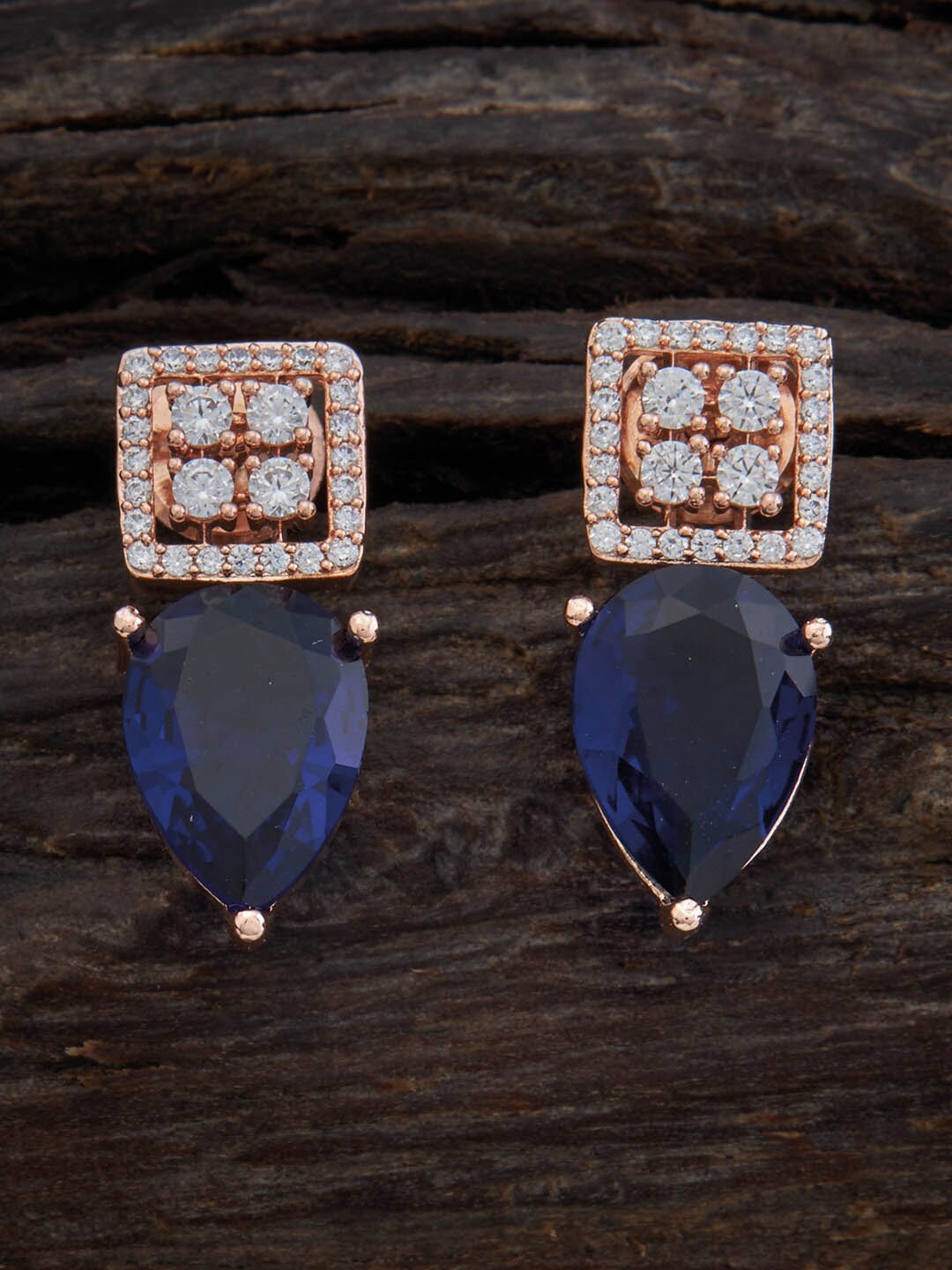 

Kushal's Fashion Jewellery Rose Gold Plated Zircon Studded Drop Earrings