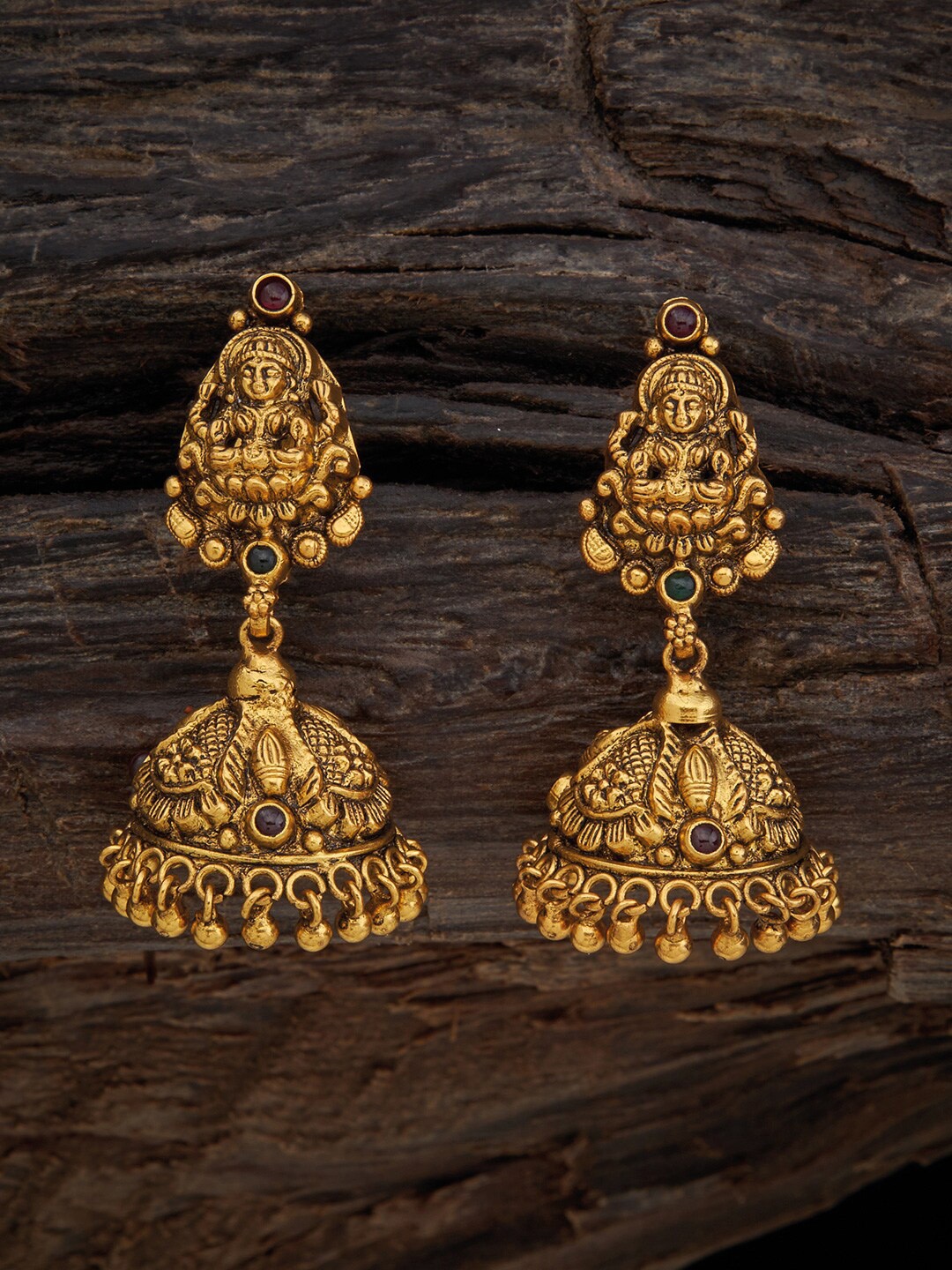 

Kushal's Fashion Jewellery Gold-Plated Dome Shaped Jhumkas