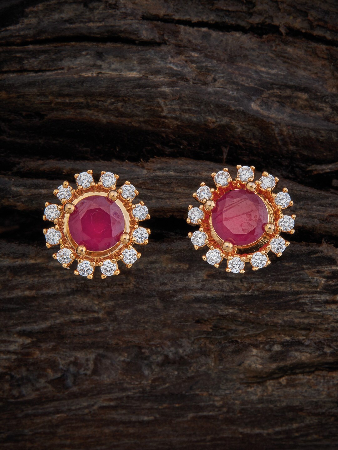 

Kushal's Fashion Jewellery Gold-Plated CZ Studded Studs Earrings