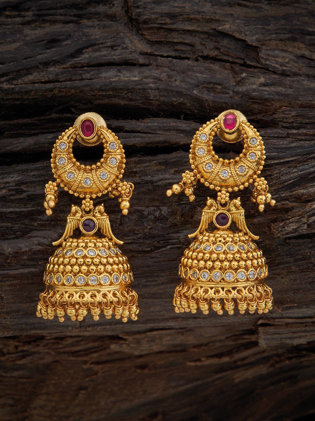 

Kushal's Fashion Jewellery Gold-Plated Dome Shaped Jhumkas Earrings